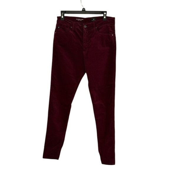 AG Adriano Goldschmied The Farrah High Waist Marron Peak Velvet Skinny Jeans 30R - Picture 4 of 13